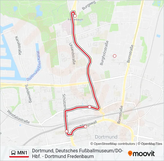 Автобус MN1: карта маршрута