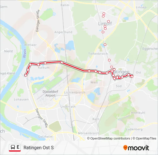 Автобус E: карта маршрута