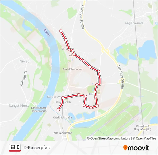Автобус E: карта маршрута