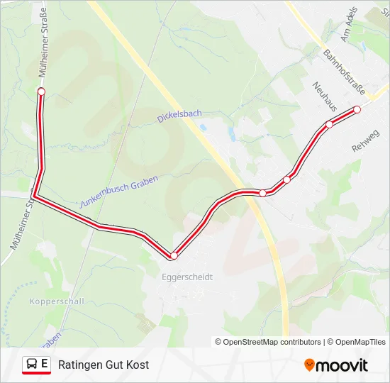 Автобус E: карта маршрута