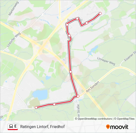 Автобус E: карта маршрута