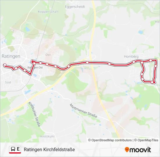 Автобус E: карта маршрута