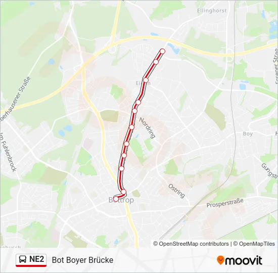 NE2 Bus Line Map
