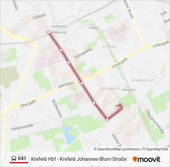 Автобус 041: карта маршрута