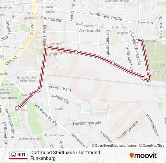 Автобус 401: карта маршрута