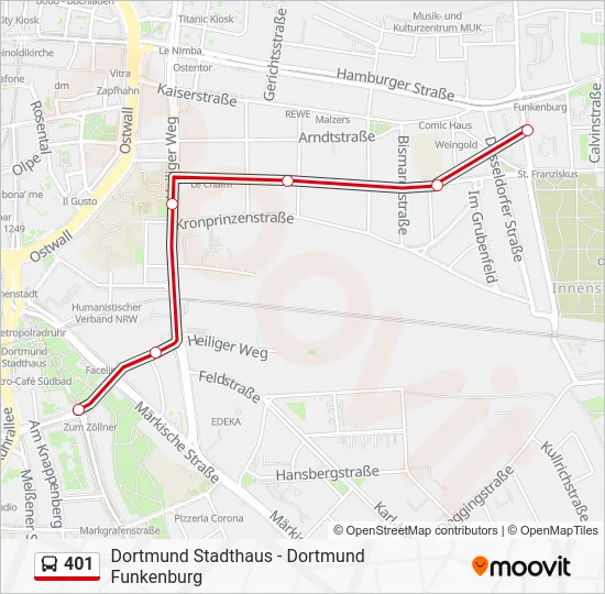 Автобус 401: карта маршрута