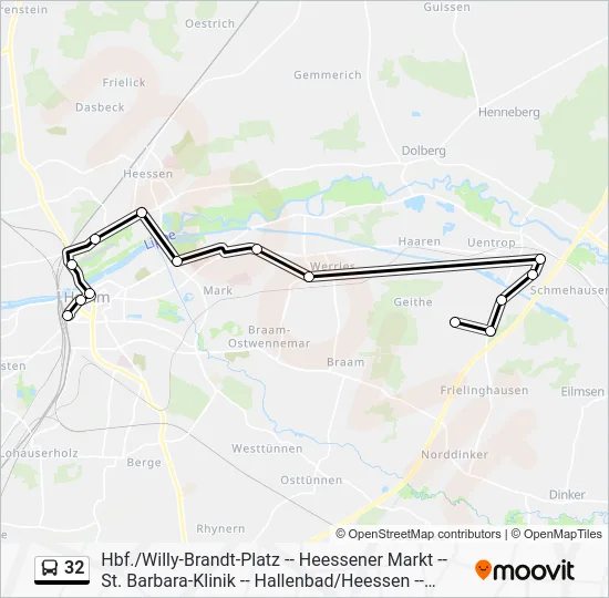 Автобус 32: карта маршрута