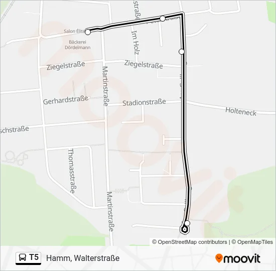 Автобус T5: карта маршрута