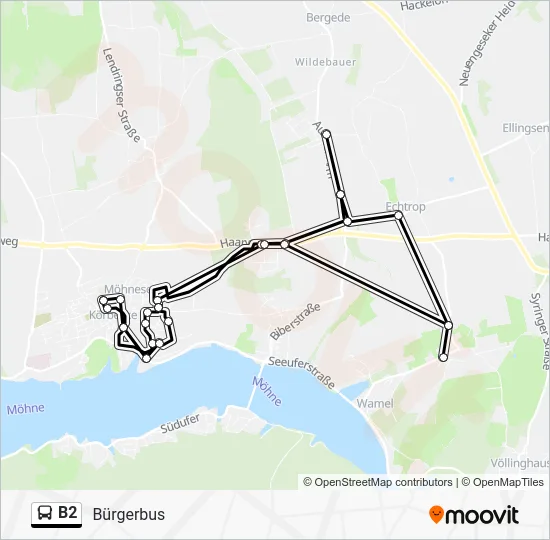 Автобус B2: карта маршрута