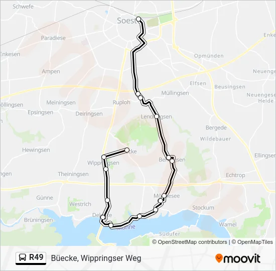 Автобус R49: карта маршрута