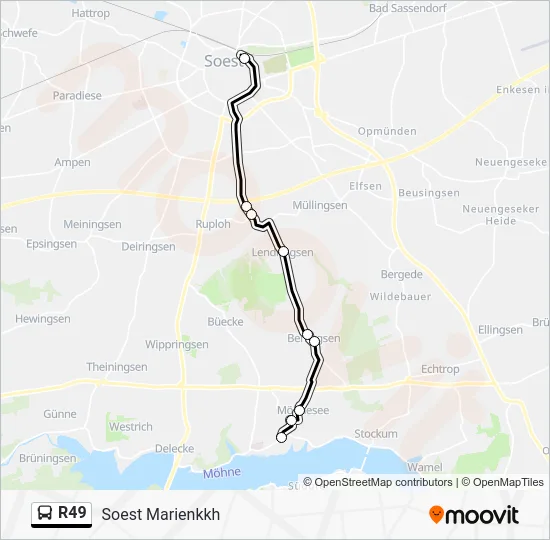 Автобус R49: карта маршрута