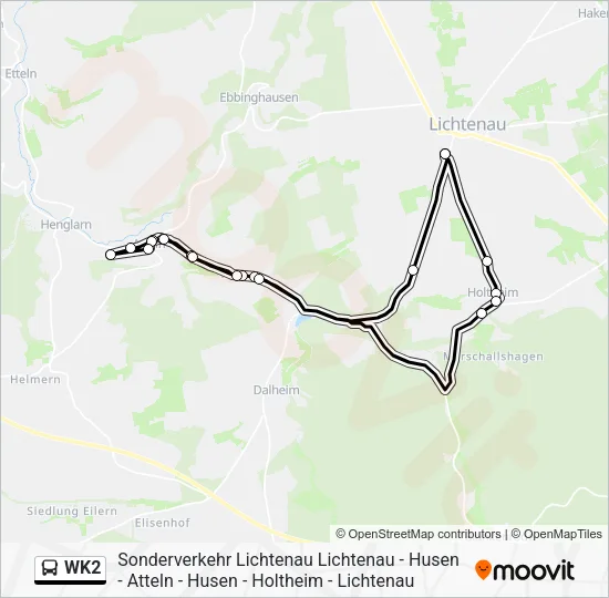 Автобус WK2: карта маршрута