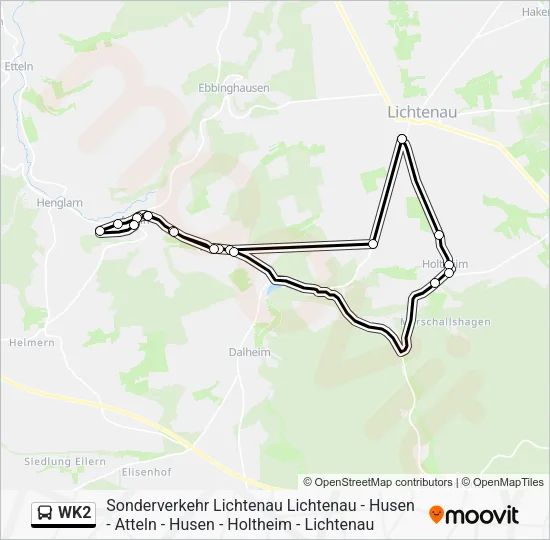 Автобус WK2: карта маршрута