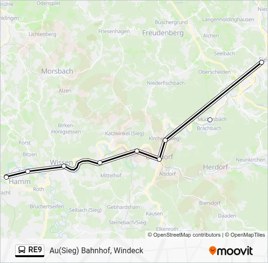RE9 Bus Line Map