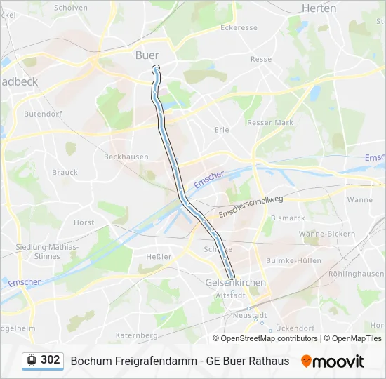 Трамвай 302: карта маршрута