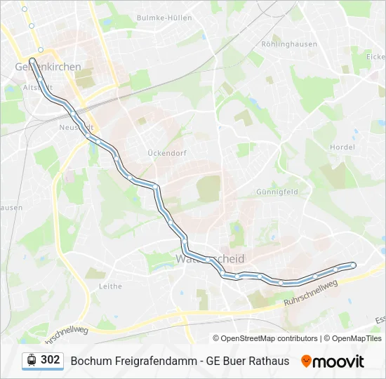 Трамвай 302: карта маршрута