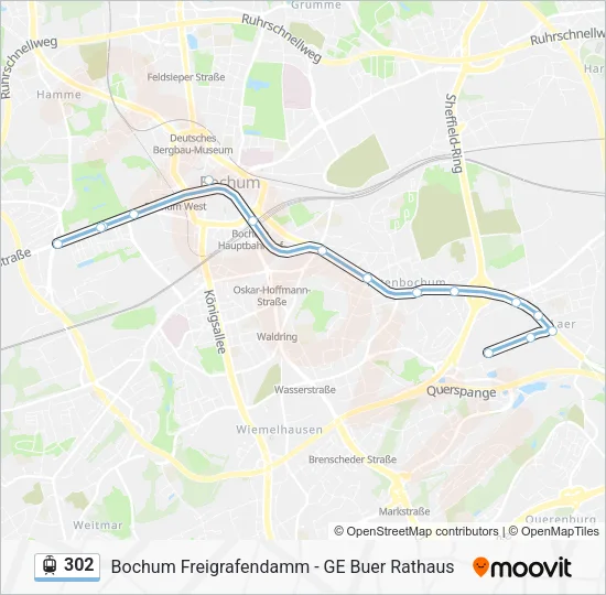 Трамвай 302: карта маршрута