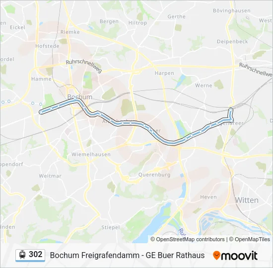 Трамвай 302: карта маршрута