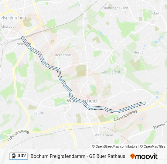 Трамвай 302: карта маршрута