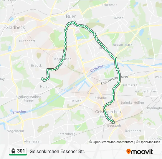 Трамвай 301: карта маршрута