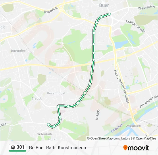 Трамвай 301: карта маршрута