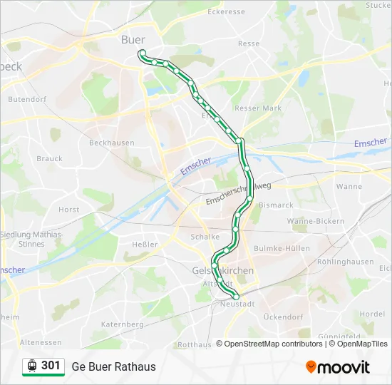 Трамвай 301: карта маршрута