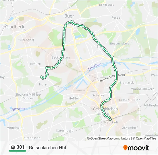 Трамвай 301: карта маршрута