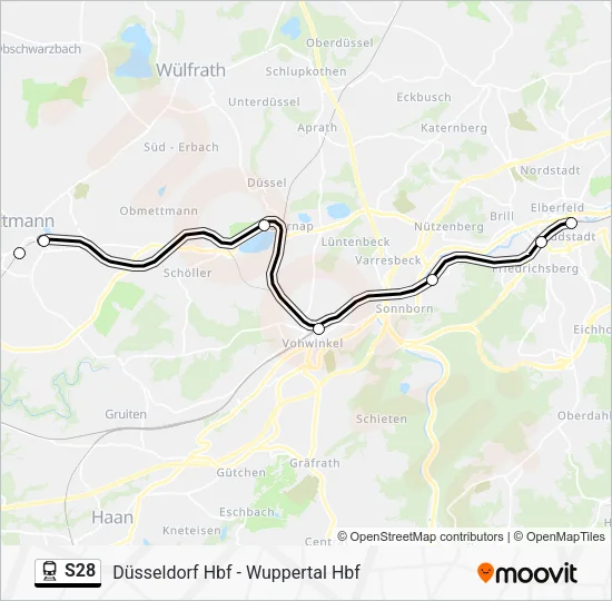 Поезд S28: карта маршрута