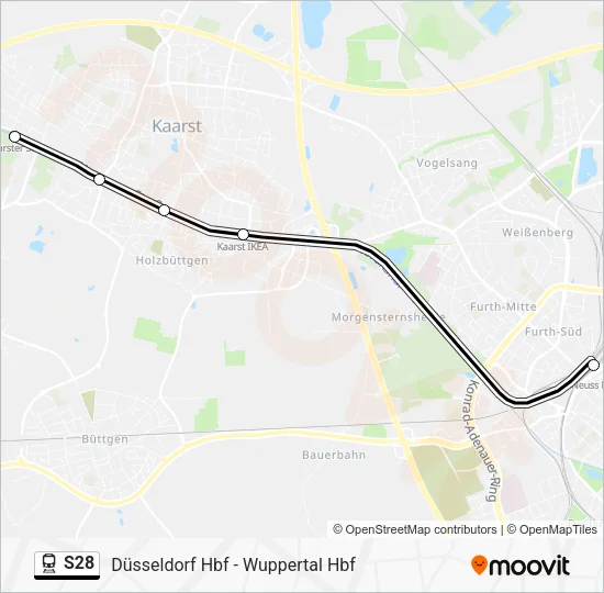 Поезд S28: карта маршрута
