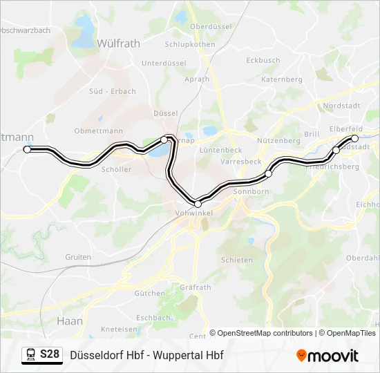 Поезд S28: карта маршрута