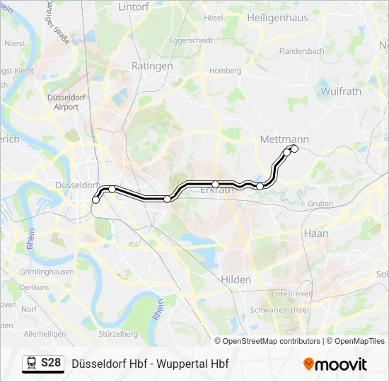 Поезд S28: карта маршрута