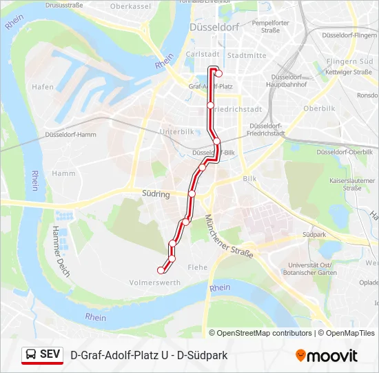 Автобус SEV: карта маршрута