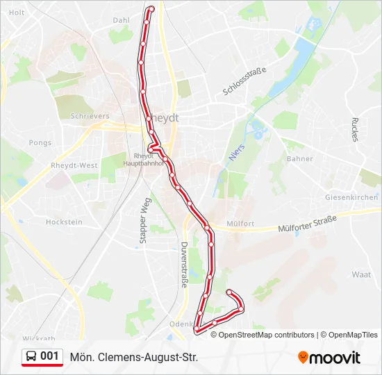 Автобус 001: карта маршрута