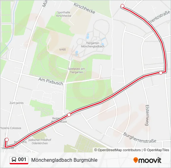 Автобус 001: карта маршрута