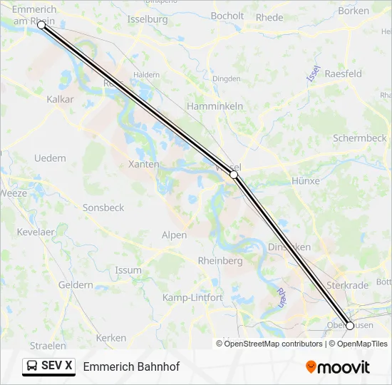 Автобус SEV X: карта маршрута