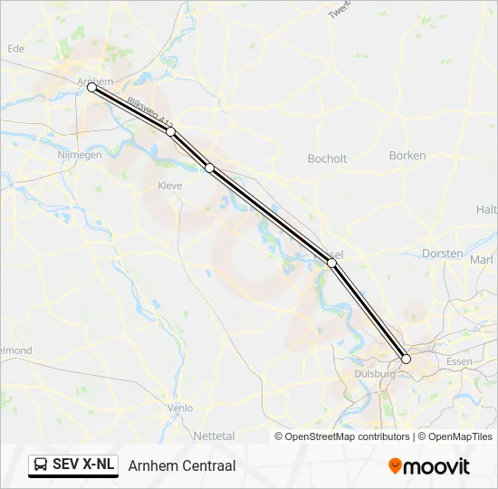 Автобус SEV X-NL: карта маршрута
