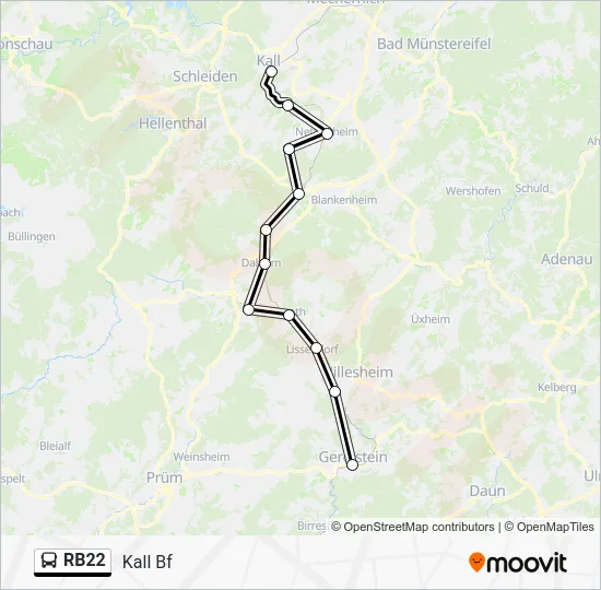 Автобус RB22: карта маршрута