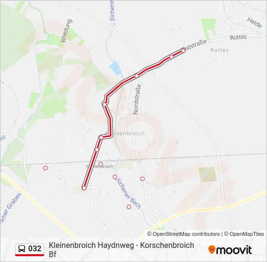 Автобус 032: карта маршрута