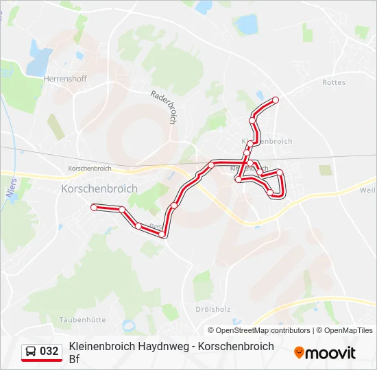 Автобус 032: карта маршрута