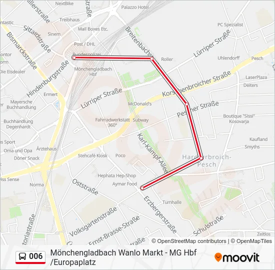 Автобус 006: карта маршрута