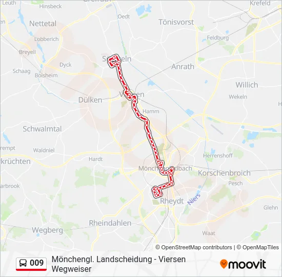 Автобус 009: карта маршрута