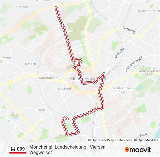 Автобус 009: карта маршрута