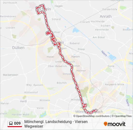 Автобус 009: карта маршрута