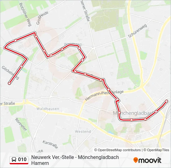 Автобус 010: карта маршрута