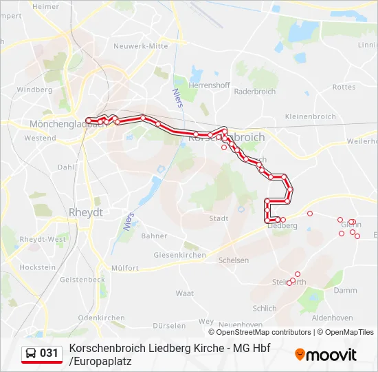 Автобус 031: карта маршрута