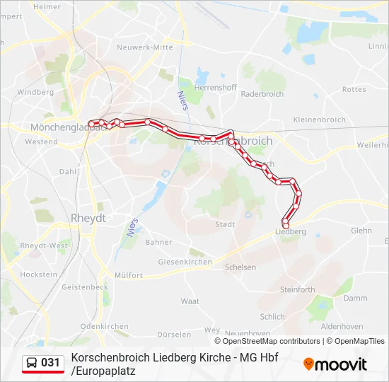 Автобус 031: карта маршрута