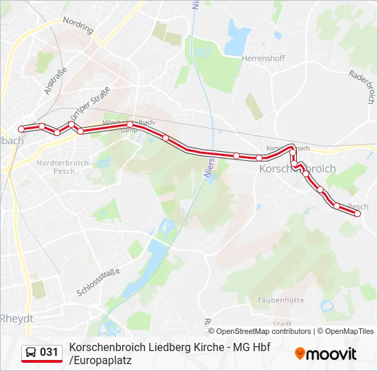 Автобус 031: карта маршрута