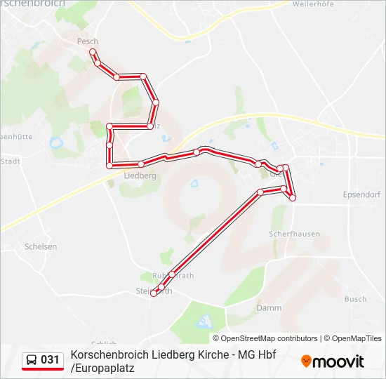 Автобус 031: карта маршрута