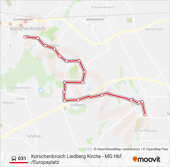 Автобус 031: карта маршрута