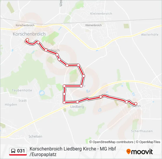 Автобус 031: карта маршрута